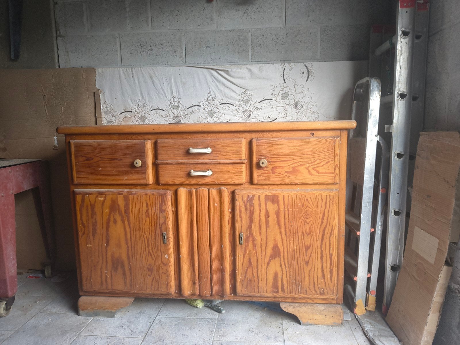 retro kast, Ophalen, Gebruikt, 100 tot 150 cm, Eikenhout