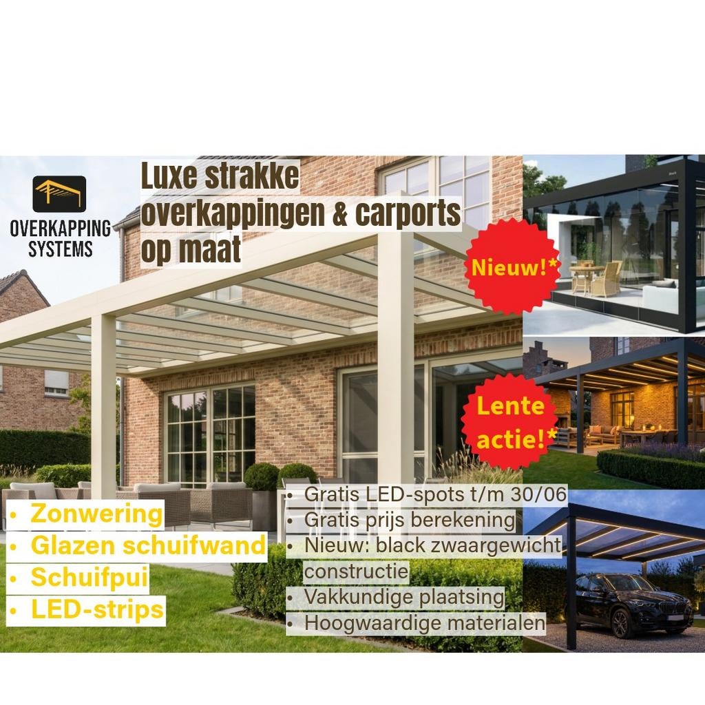 Overkapping carport veranda pergola glazen schuifwand, Ophalen