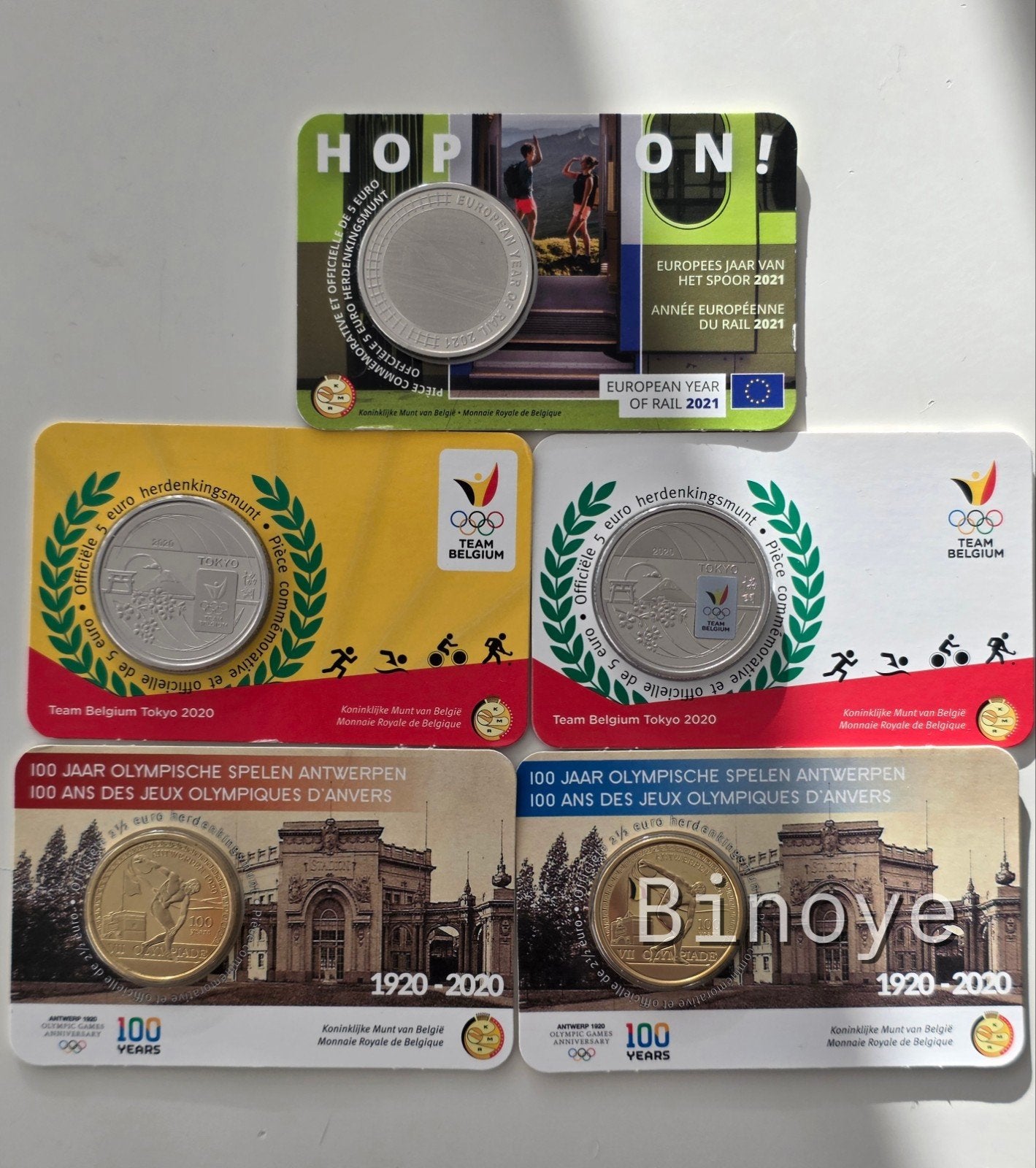Lot euro Belgique  5 Coincard   2,5€ & 5€, Ophalen of Verzenden, België