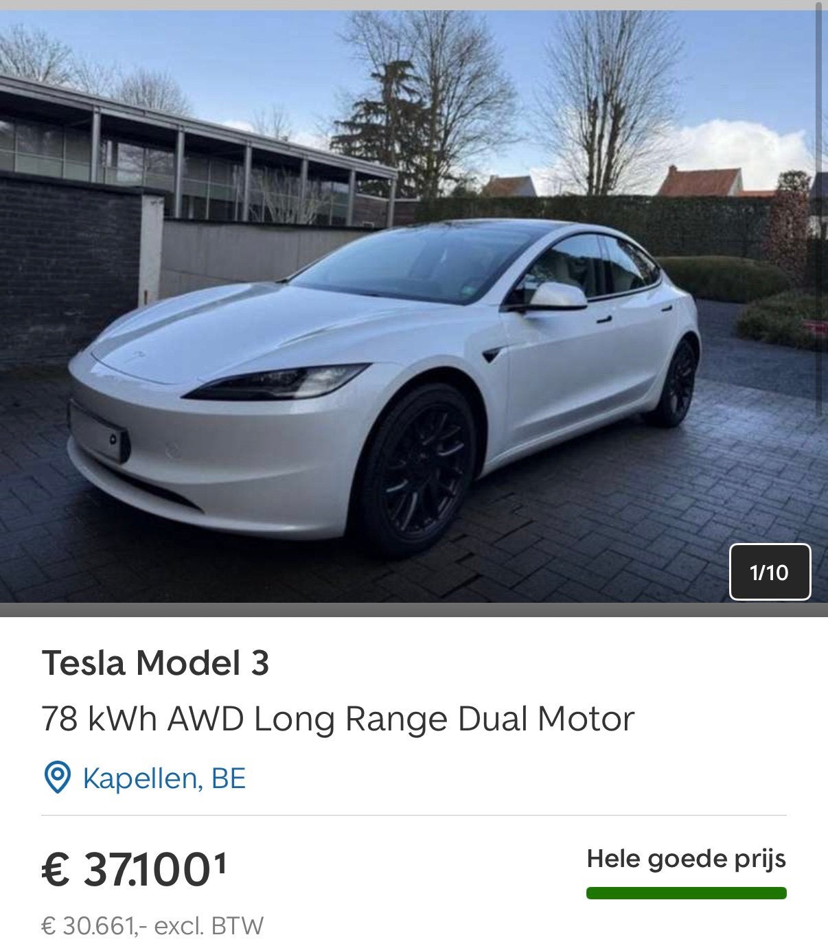 Tesla Model 3 78 kWh AWD Long Range Dual Motor, Auto's, Tesla, Automaat, 4 deurs, Euro 6, Wit