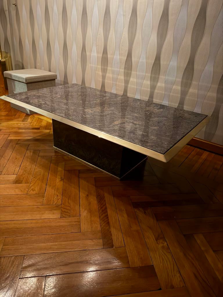 Table basse granite & laiton, Enlèvement, Comme neuf, Rectangulaire