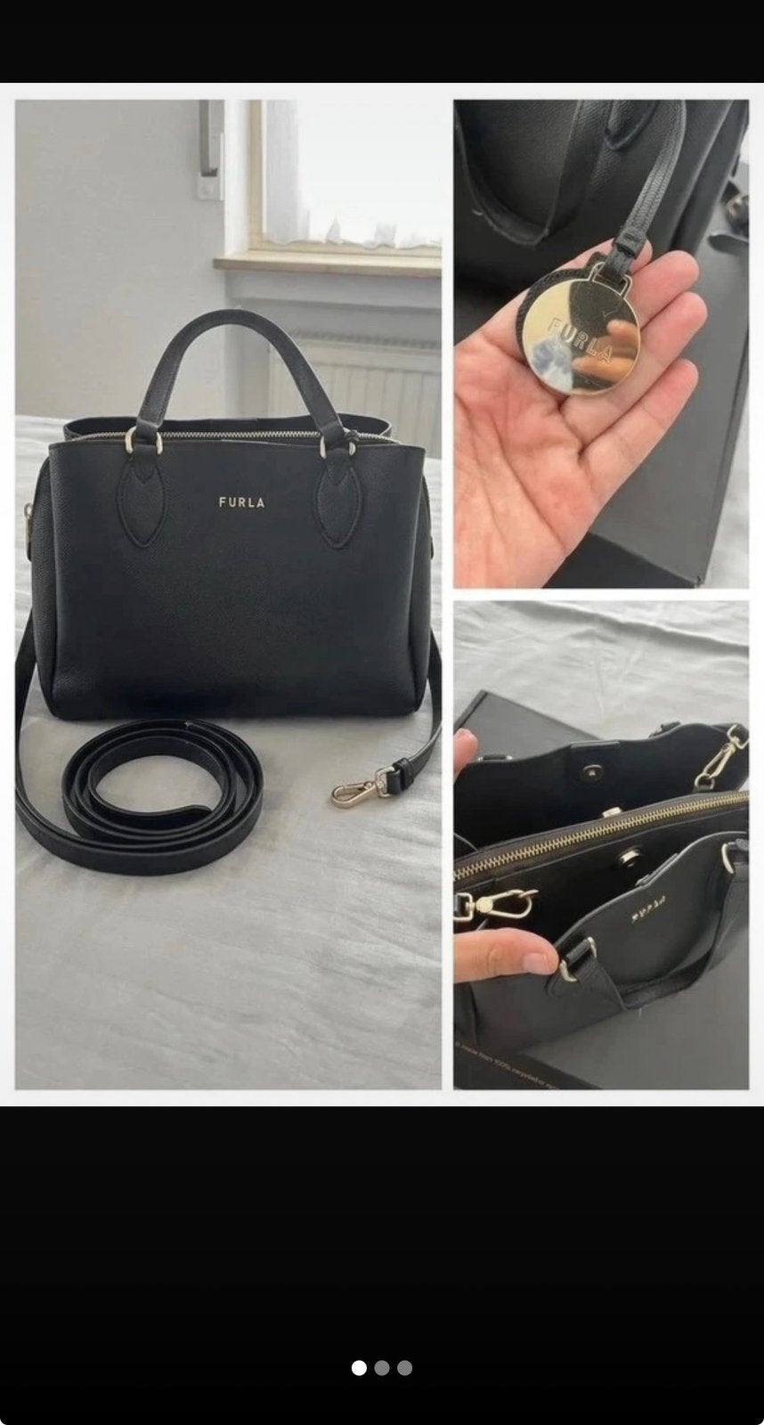 Prachtige klassieke Furla handtas - Zwart / Goud, Bijoux, Sacs & Beauté, Enlèvement ou Envoi, Comme neuf, Noir, Sac à main