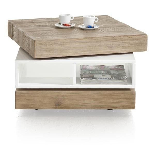 Henders & Hazel Kozani salontafel – draaibaar & op wielen, Autres essences de bois, 50 à 100 cm, Carré, Enlèvement