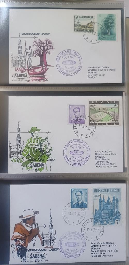 54 x SABENA -  First Flight enveloppen 1971 -1982, Verzenden, Gestempeld
