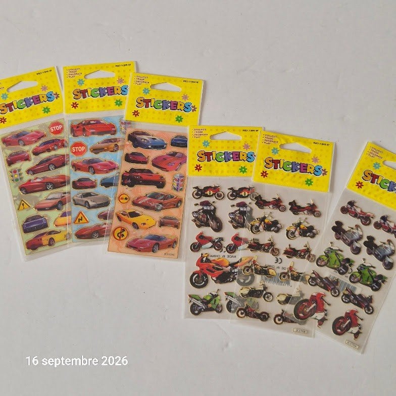 70 autocollants voitures et motos de rêves et de collection, Envoi, Neuf, Voitures