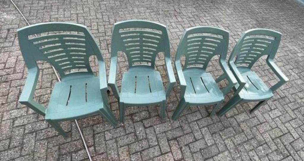 4 groene tuinstoelen in perfecte staat, Enlèvement, Comme neuf