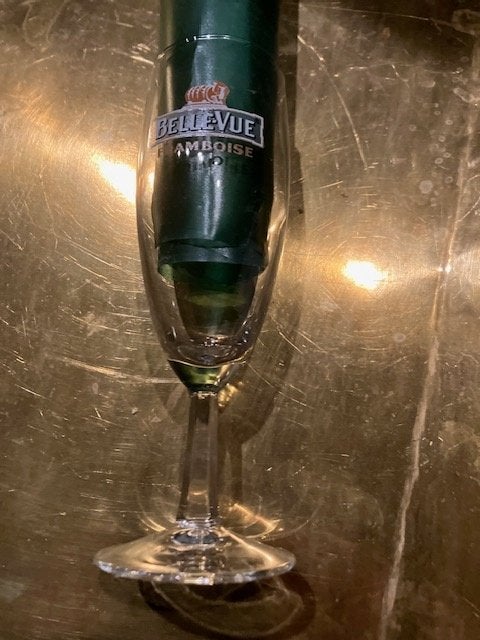 6 NIEUWE GLAZEN BELLE-VUE FRAMBOISE TYPE CHAMPAGNE IN DOOS, Verzamelen, Glas en Drinkglazen, Ophalen of Verzenden, Nieuw, Bierglas