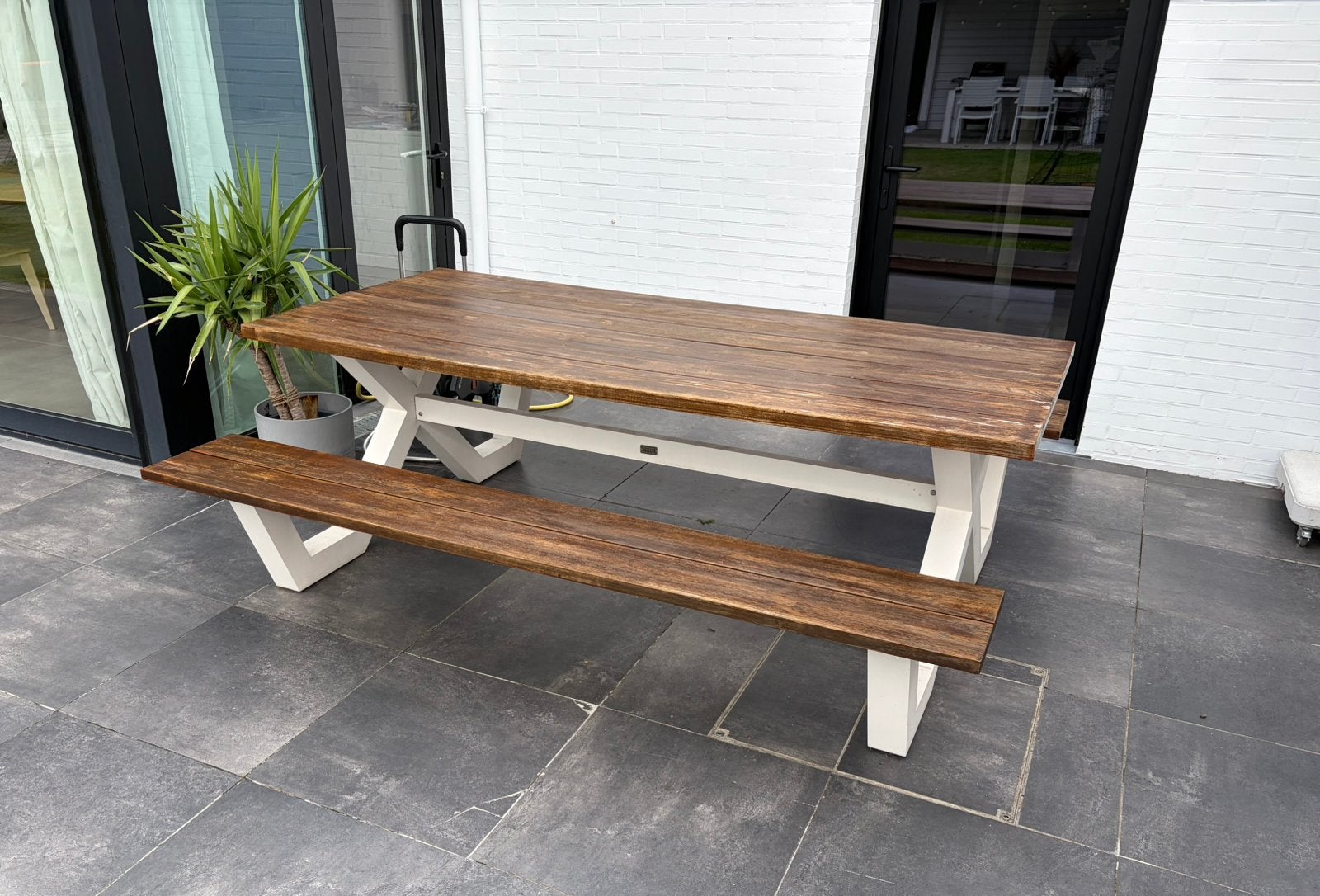 Picknicktafel 220x187, Tuin en Terras, Tuinbanken, Ophalen, Gebruikt, Aluminium