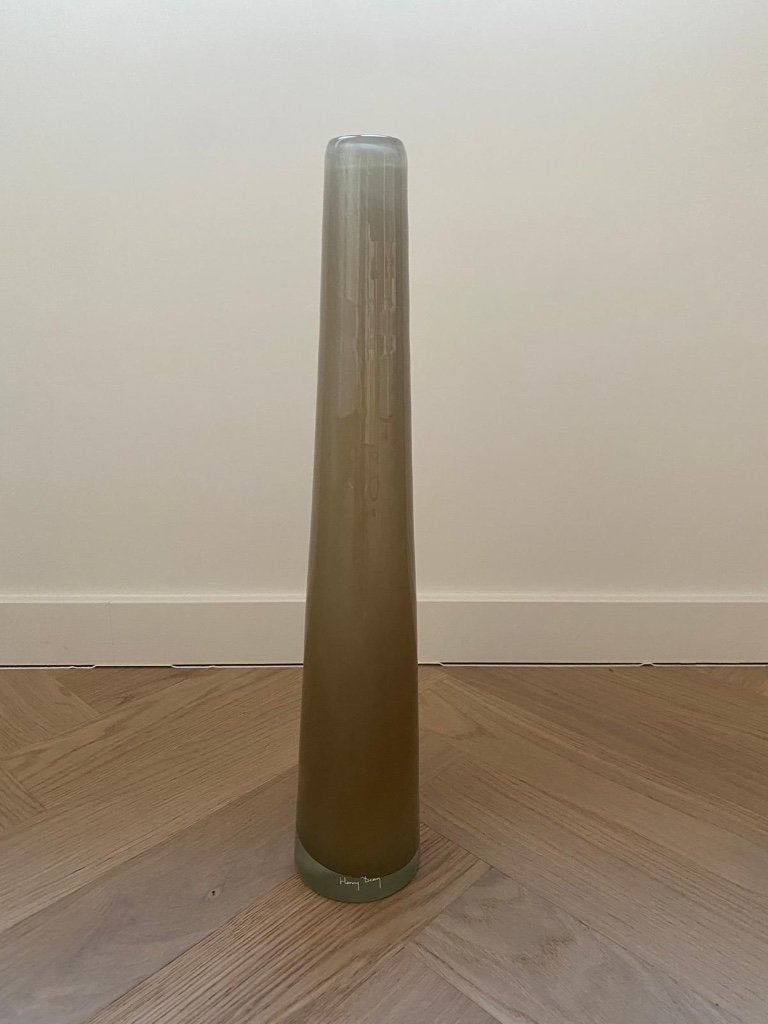 Design Vaas Henry Dean Art Glass Tube Vase, Huis en Inrichting, Ophalen, 45 cm, Groen, Glas