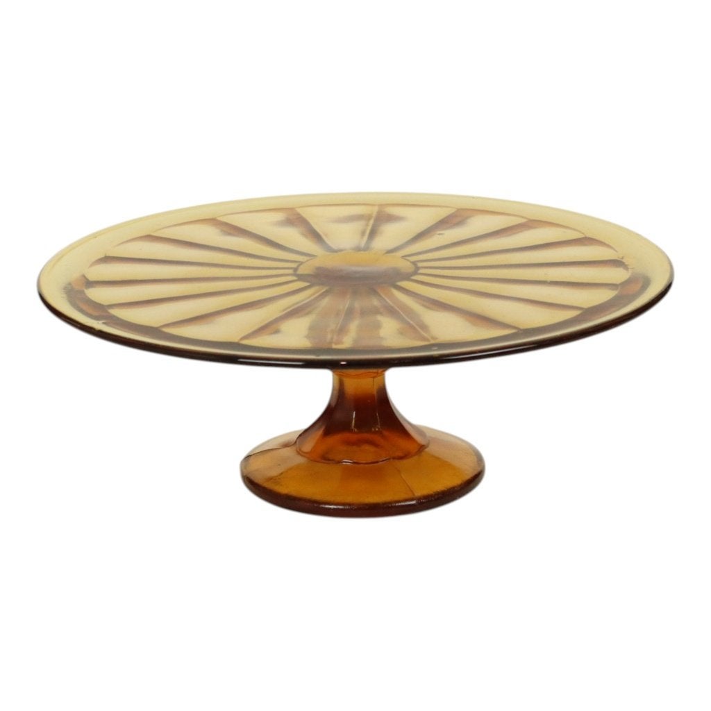 Amberkleurige Art Deco Taartschotel Gebak Schaal, Antiquités & Art, Antiquités | Verre & Cristal, Enlèvement ou Envoi