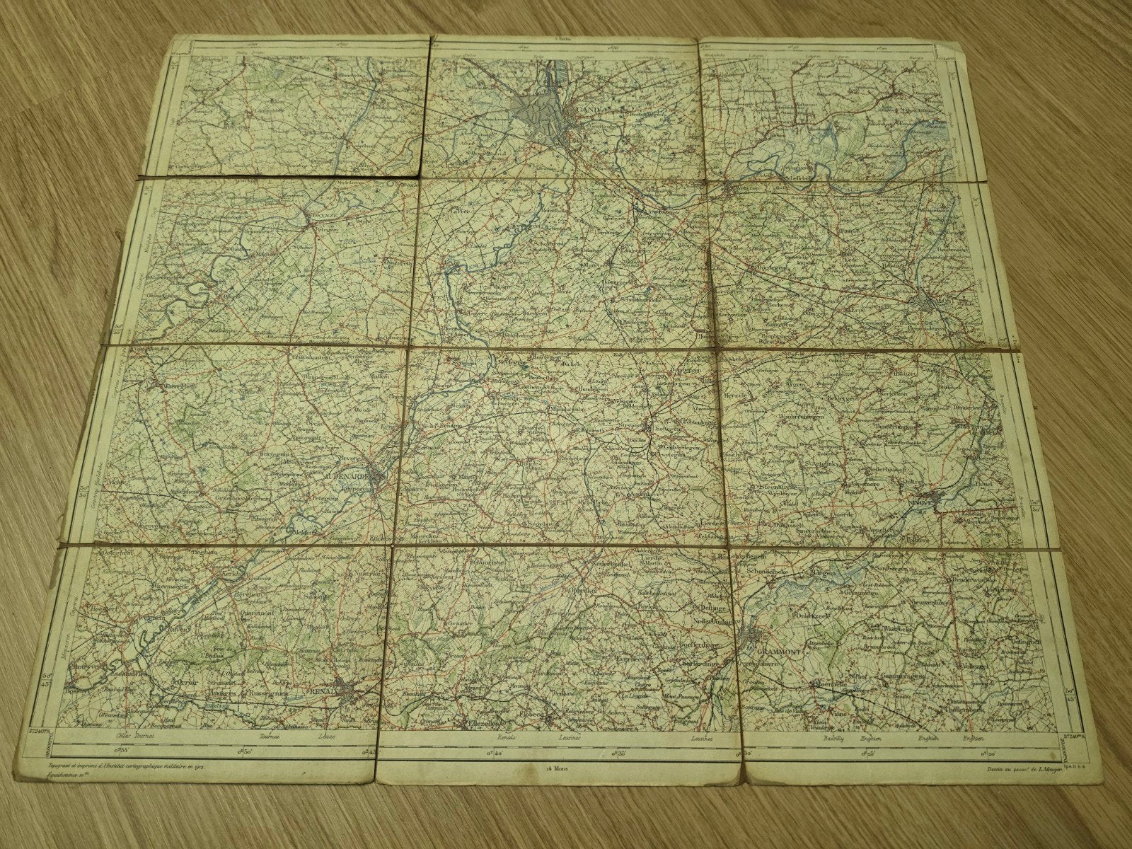 Militaire kaart 1912 Gent Gand L.Menger, Ophalen of Verzenden