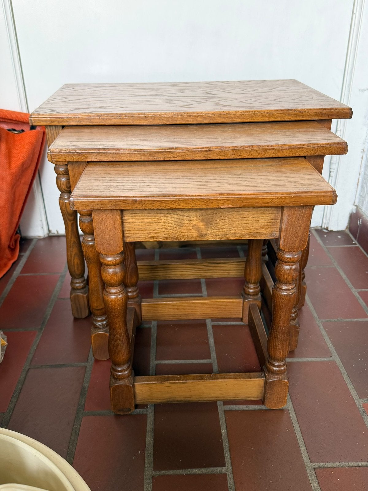 Klassieke Eiken Mimiset / Set van 3 Bijtafels (Massief Hout), Ophalen