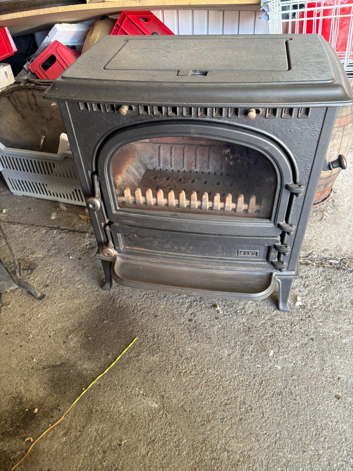 SAEY 92 Gietijzeren Houtkachel 9 kW  – Inclusief Haardset, Huis en Inrichting, Kachels, Ophalen, Overige brandstoffen, Zo goed als nieuw