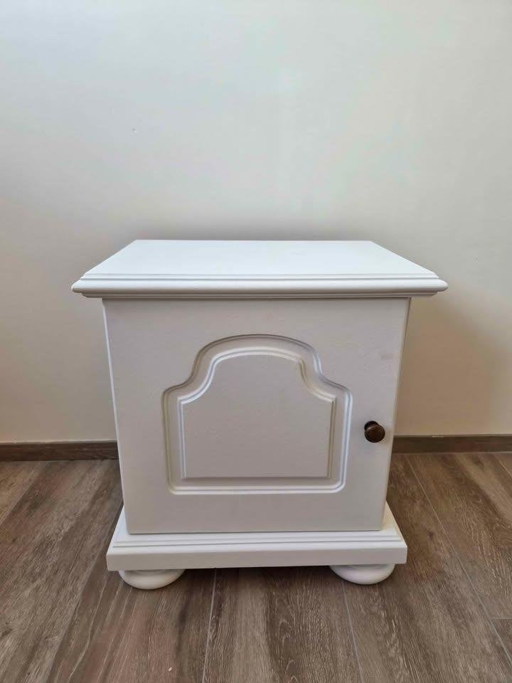 Upcycled Massief Houten Nachtkastje (Wit), Ophalen, Zo goed als nieuw