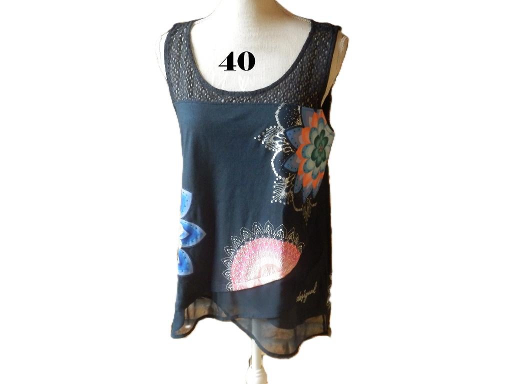 (19) - top femme t.40 noir - desigual -, Kleding | Dames, Topjes, Maat 38/40 (M), Zwart, Ophalen of Verzenden, Zo goed als nieuw