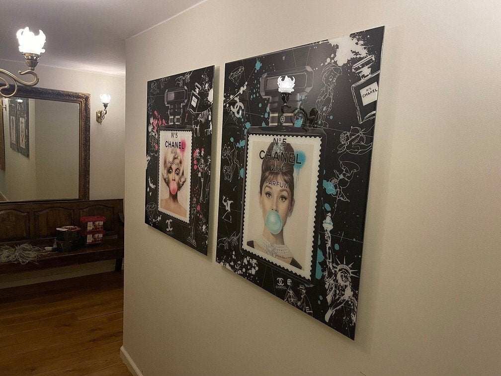SET KUNSTWERKEN Diederik Van Apple - Marilyn Monroe Audrey, Antiek en Kunst, Kunst | Designobjecten, Ophalen, Meerkleurig, Overige materialen