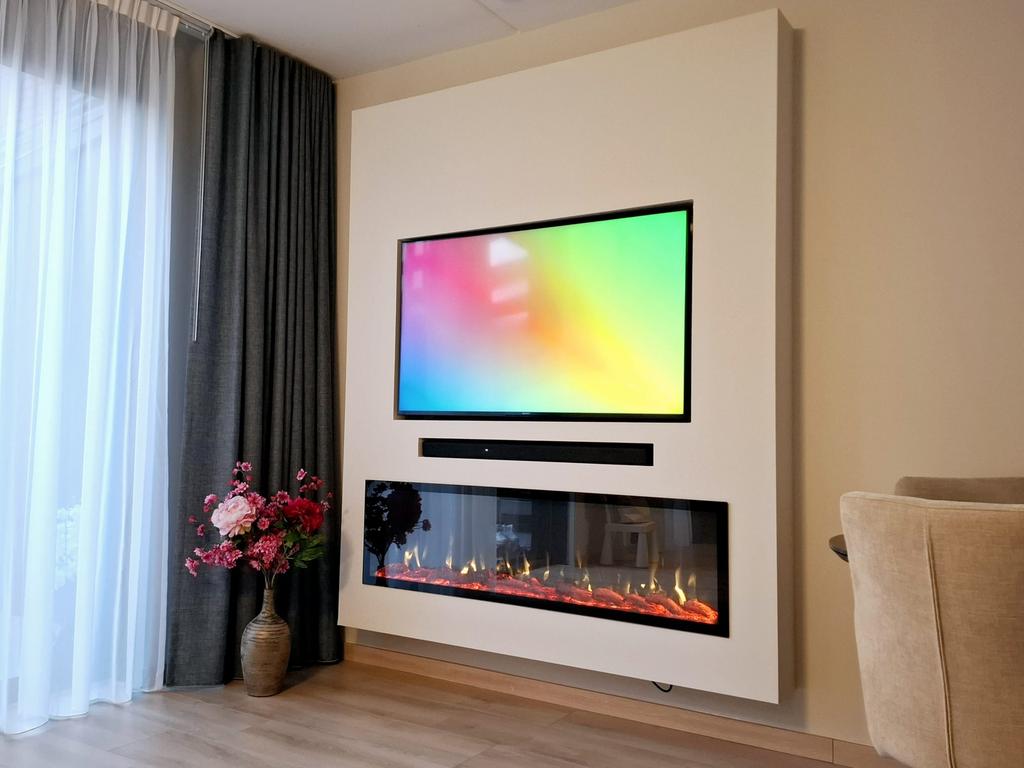 CINEWALL TV kast/wand op maat incl elektrische sfeerhaard, Enlèvement