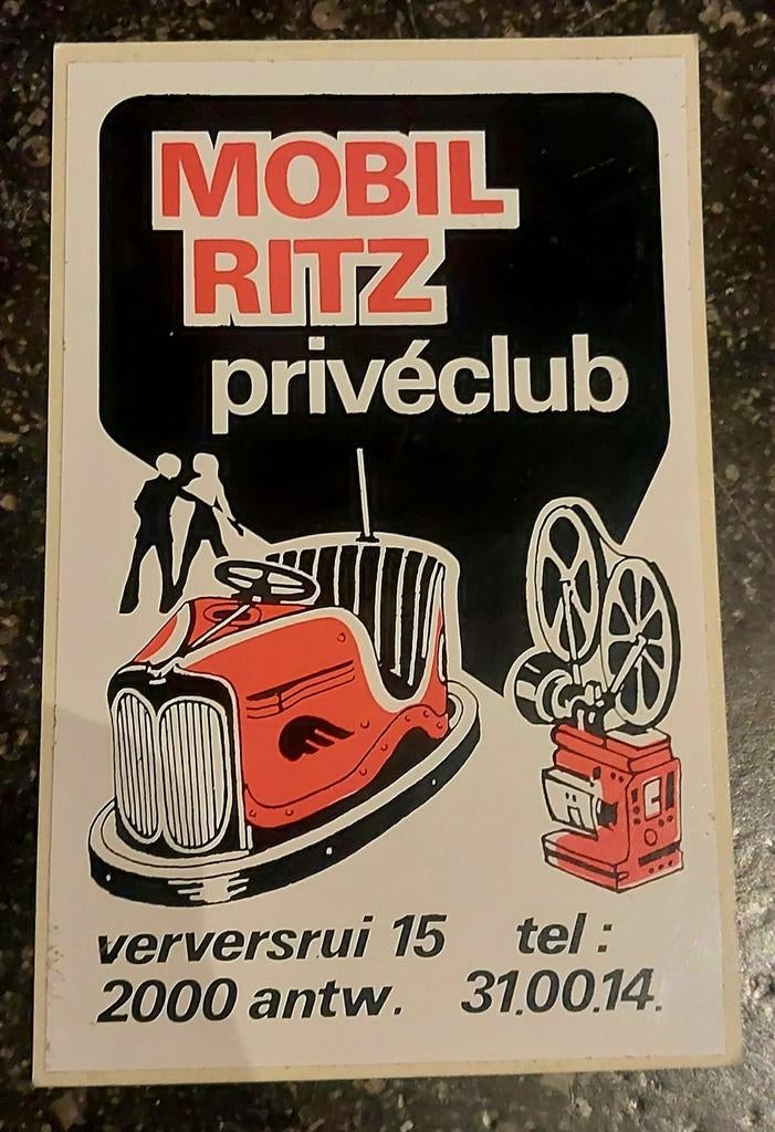 Sticker Café Antwerpen Mobil Ritz, Ophalen of Verzenden