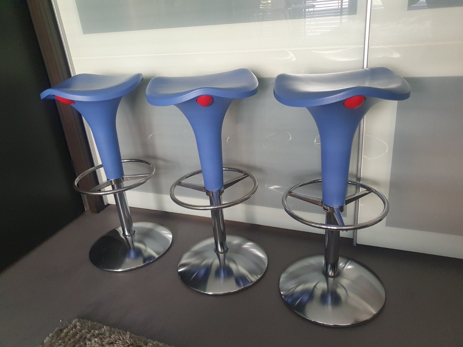***3x REXITE ZANZIBAR design barkrukken (lichtblauw)***, Ophalen, Kunststof, 60 tot 90 cm, Zo goed als nieuw