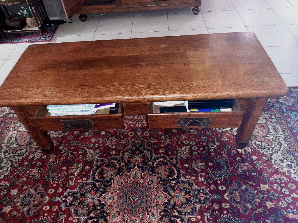 Massief eiken salontafel – perfecte staat, Huis en Inrichting, Tafels | Salontafels, Ophalen, Gebruikt, Eikenhout
