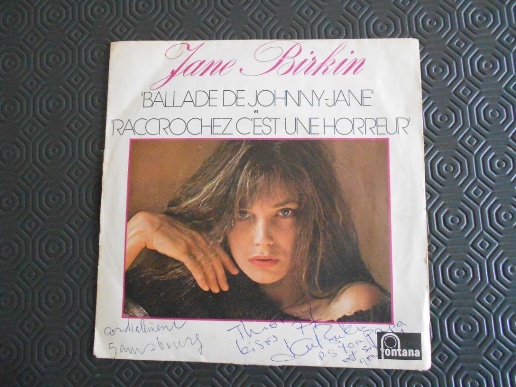 DISQUE 45 T vinyle de Jane BIRKIN DEDICASSE/GAINSBOURG, CD & DVD, Vinyles Singles, Comme neuf, Enlèvement