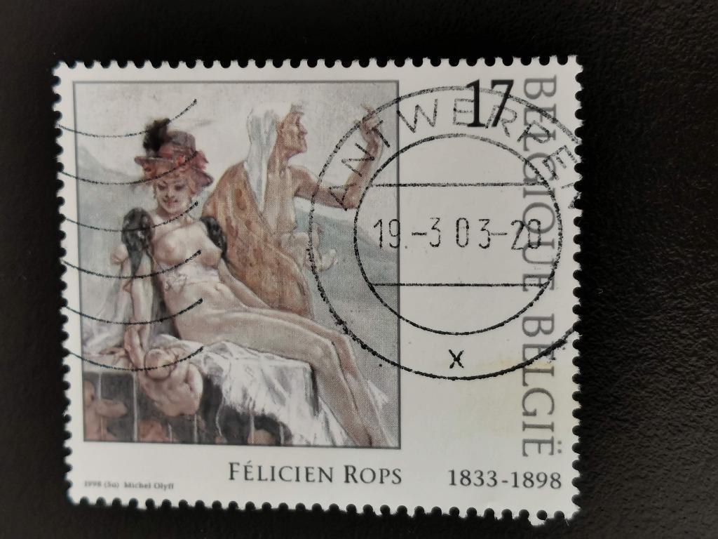 Belgique 1998 - Art - Felicien Rops, Enlèvement ou Envoi, Affranchi, Art