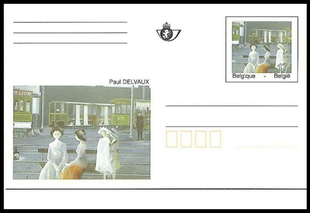 BK53 Briefkaart kunstwerken uit brusselse Metro Paul Delvaux, Postzegels en Munten, Ophalen of Verzenden, Overig, Postfris, Kunst