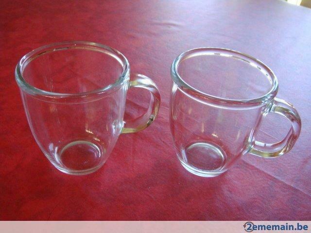 2 Mugs en verre transparent épais., Ophalen of Verzenden, Gebruikt