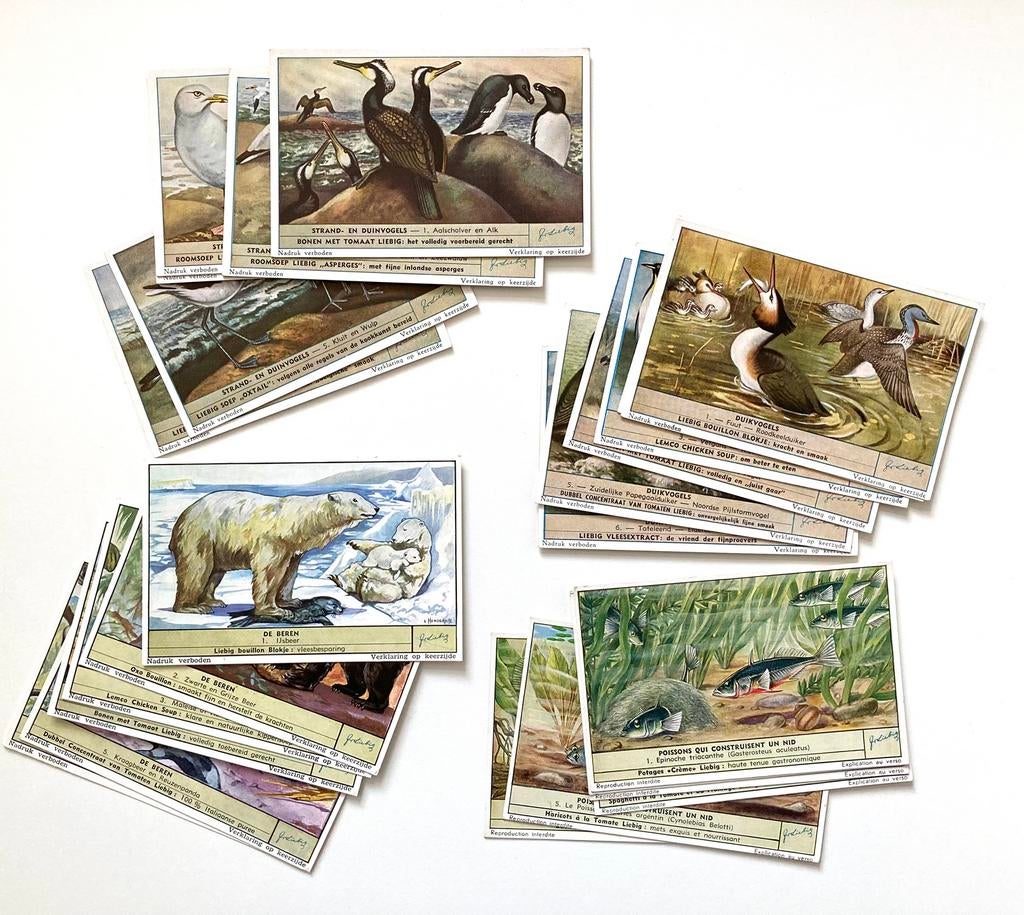 Liebig chromo’s : 4 setjes thema fauna, Ophalen of Verzenden, Zo goed als nieuw