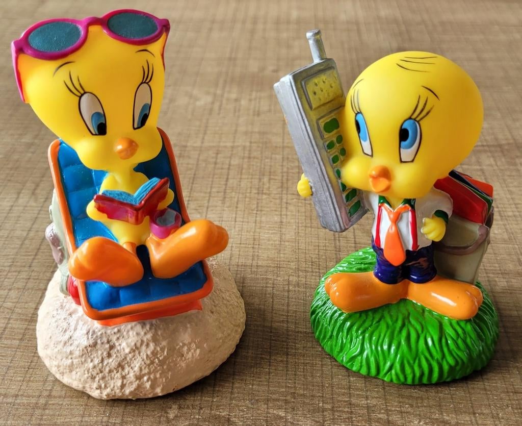 Tweety - 2 rubberen popjes (BIP Candy 1998), Verzamelen, Poppetjes en Figuurtjes, Ophalen of Verzenden, Zo goed als nieuw