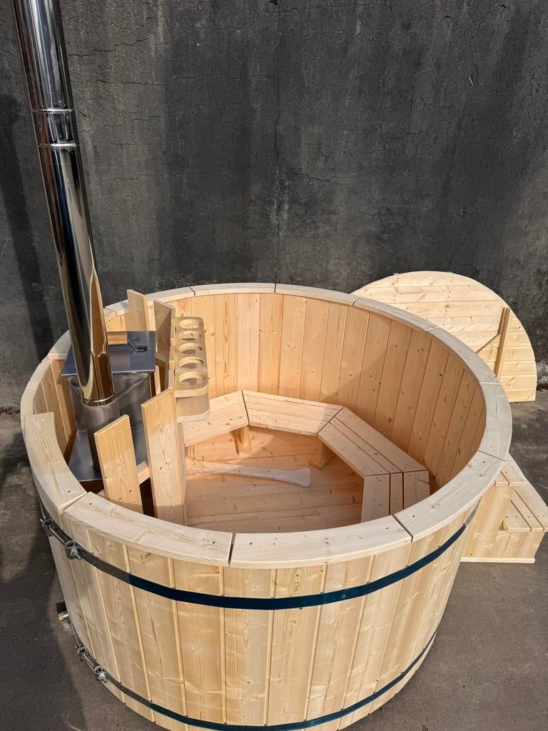 Houten hottub diameter 160 houtgesookt, Tuin en Terras, Ophalen