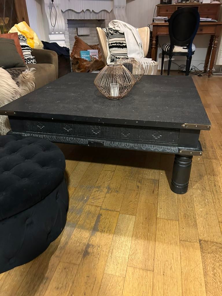 Table basse en bois de manguier massif de 1 m/1 m., 100 à 150 cm, Carré, 100 à 150 cm, Enlèvement
