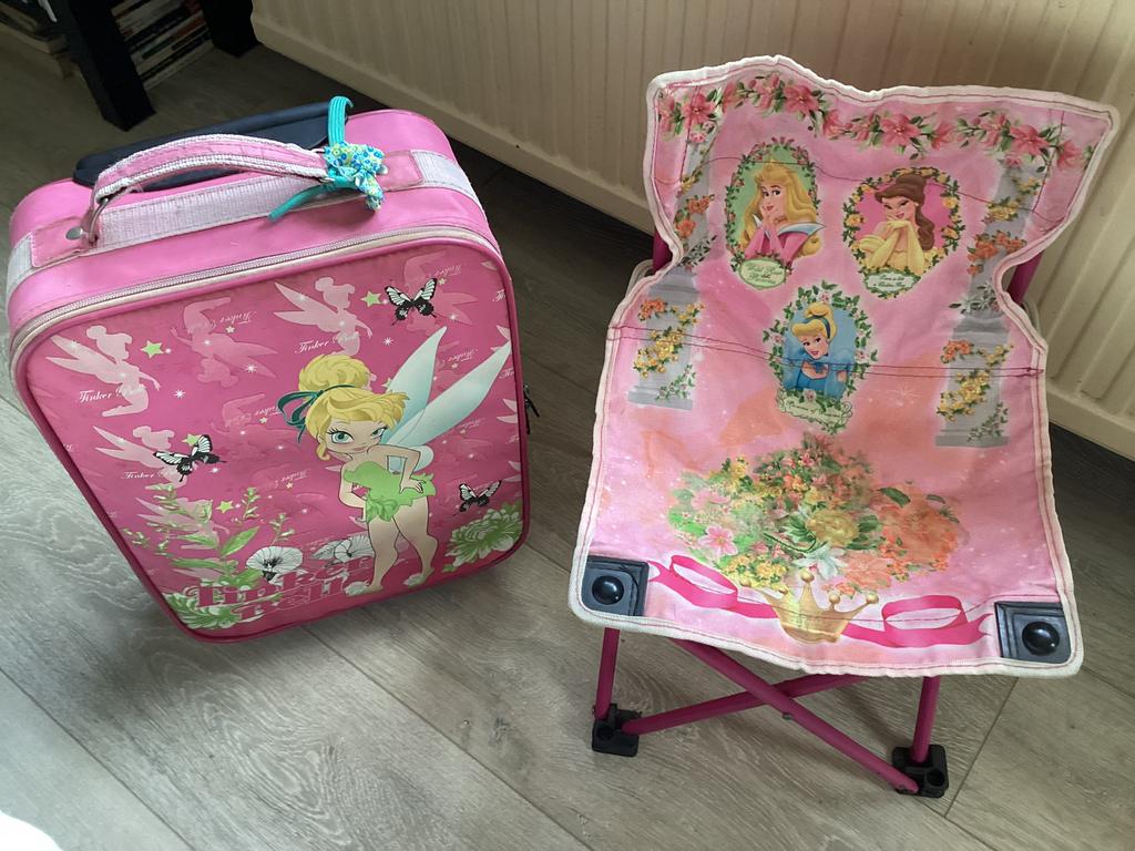 Reistas Tinkerbell + stoel Disney princess + slaapzak, Ophalen