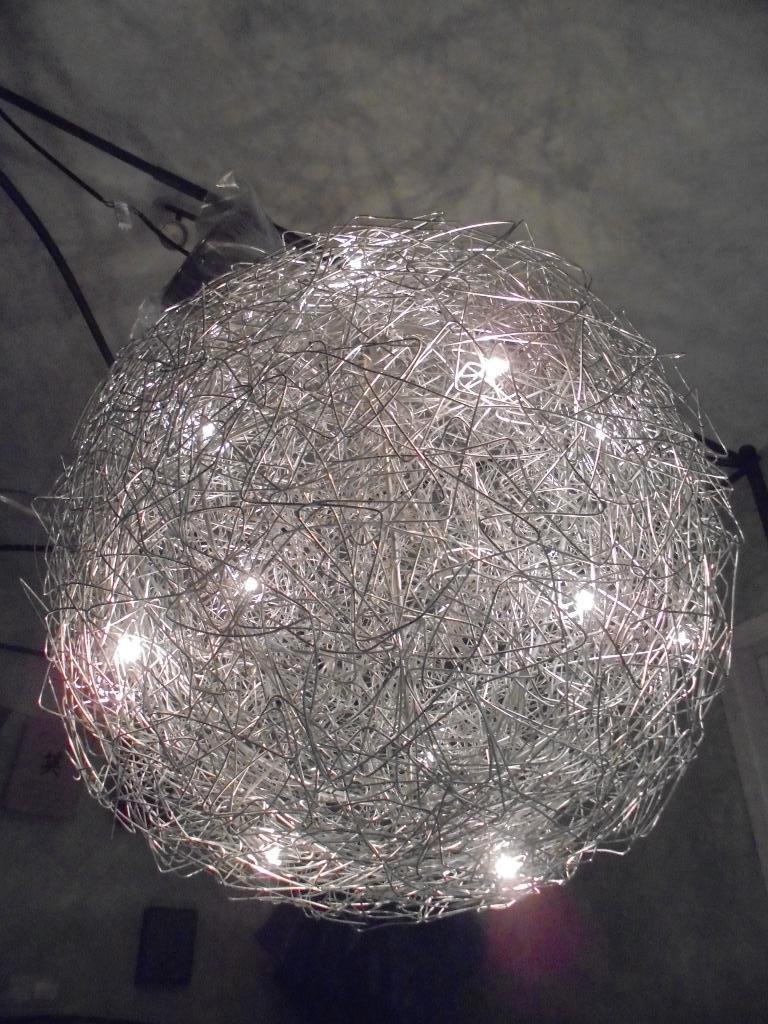 "Fil de fer" hang- of vloerlamp, 80 cm diameter (geen C&S)., 75 cm ou plus, Enlèvement ou Envoi, Utilisé, Métal
