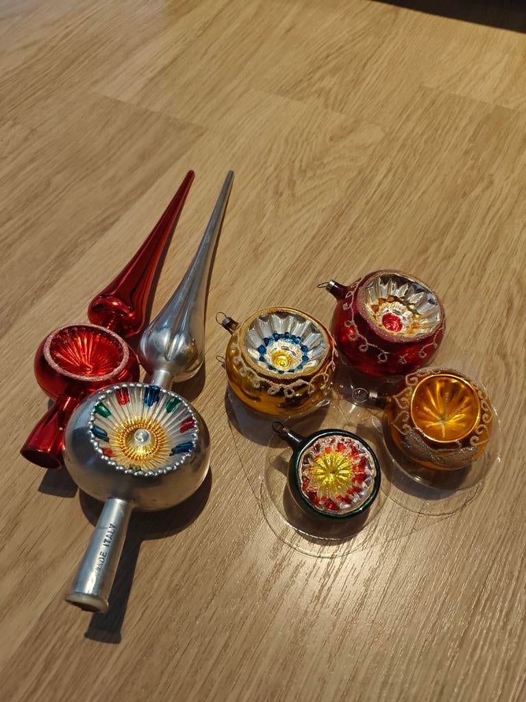 Vintage kerstballen en piek, Diversen, Ophalen of Verzenden, Zo goed als nieuw