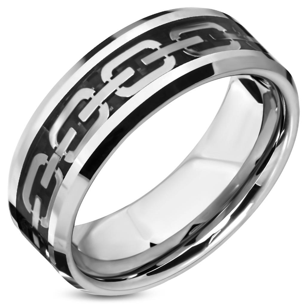 Bague pour hommes en tungstène avec incrustation de maillons, Bijoux, Sacs & Beauté, Bagues, Neuf, Homme, Enlèvement ou Envoi