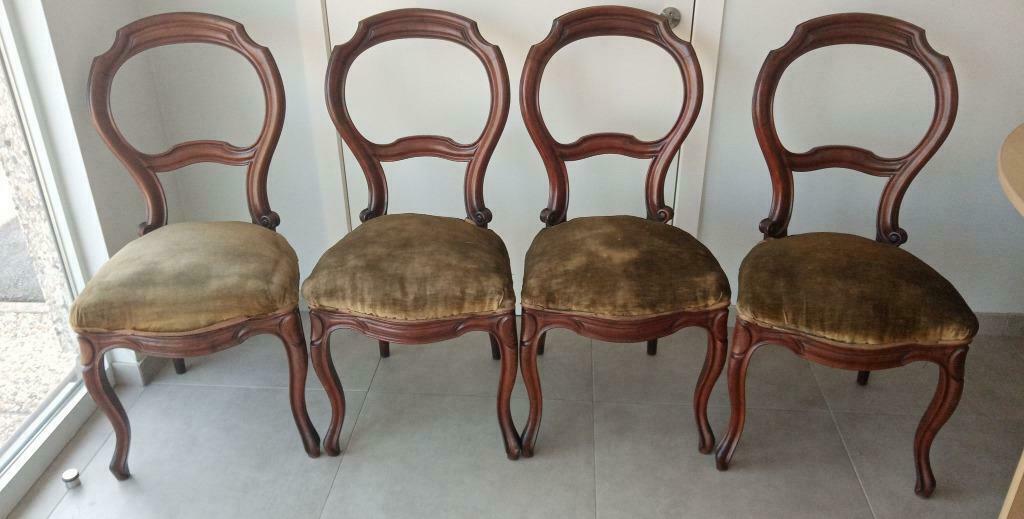 Chaises Queen Ann en acajou avec velours, Enlèvement