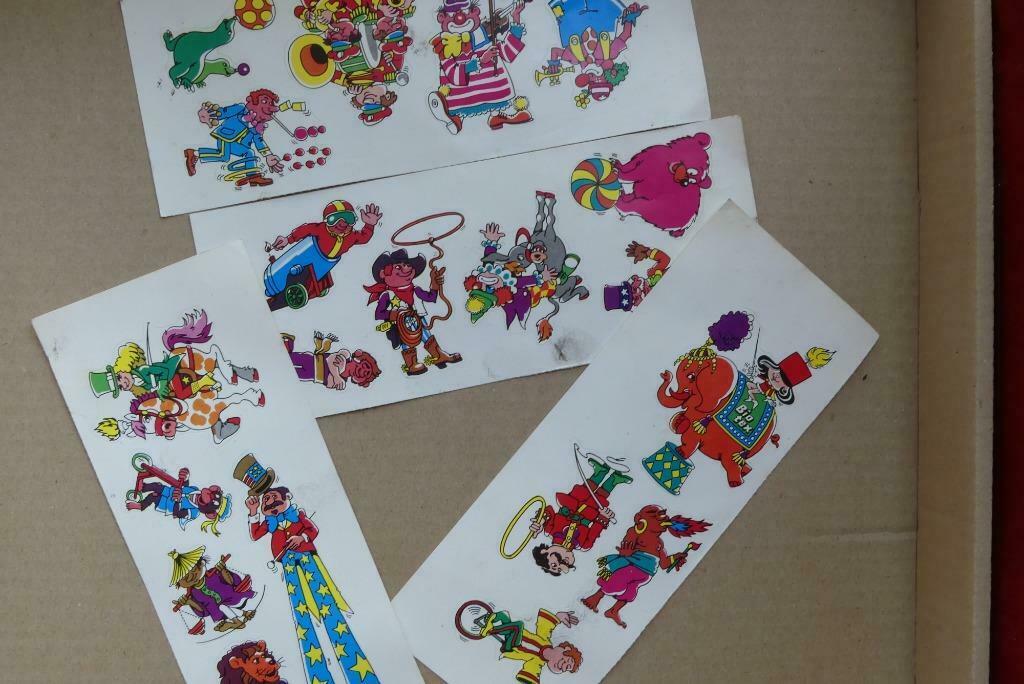 4 oude stickers van Bio Tex, circus attracties, Ophalen of Verzenden, Gebruikt, Merk