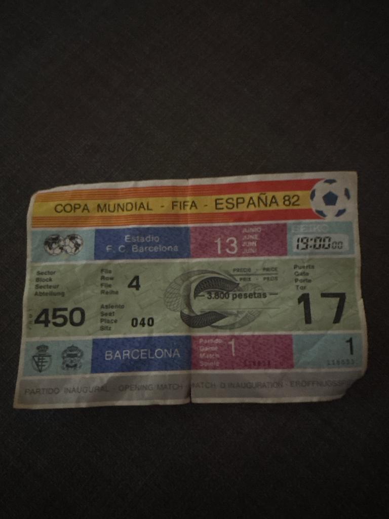 COPA MUNDIAL- FIFA- ESPAÑA 82, Tickets & Billets, Autres types, Une personne, Juin
