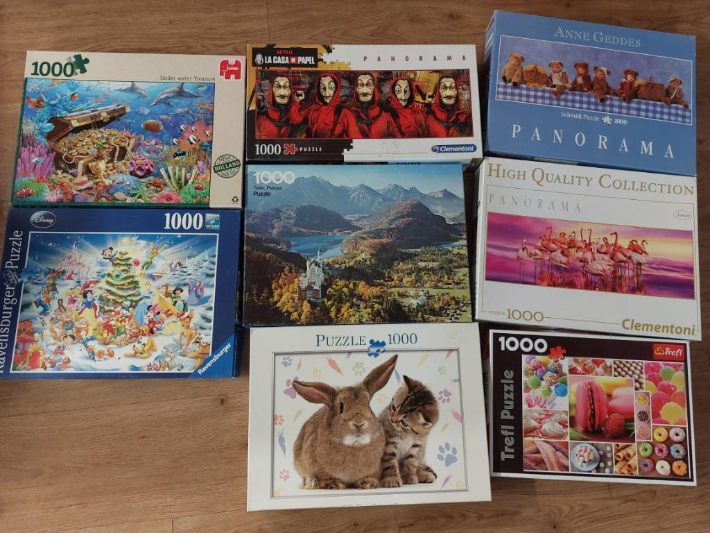 1000 pièces de puzzles : Disney, films, animaux,..., Enlèvement ou Envoi, 500 à 1500 pièces, Comme neuf, Puzzle