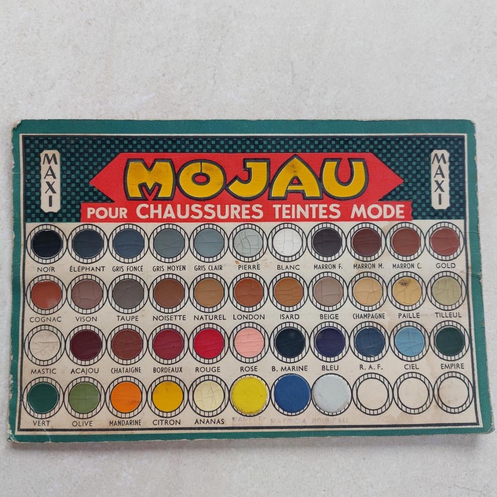 Vintage kleurenkaart voor schoenen, Ophalen of Verzenden