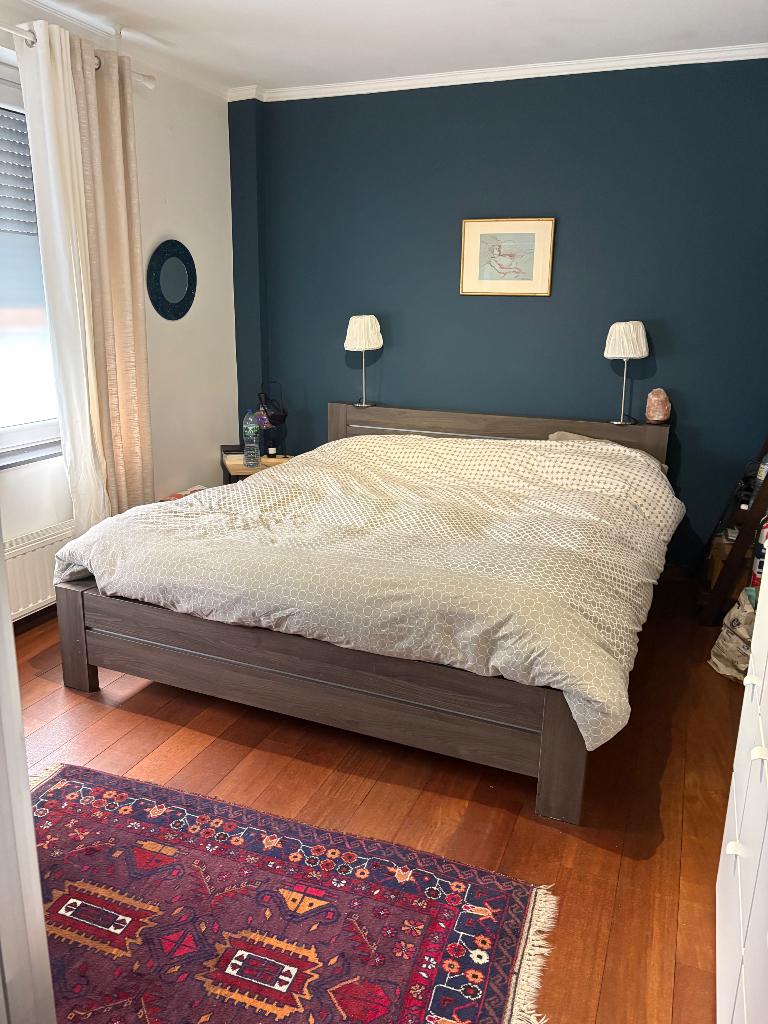 Cadre de lit avec sommiers, Maison & Meubles, Chambre à coucher | Lits, Comme neuf, Deux personnes, 160 cm, 200 cm, Bois, Gris