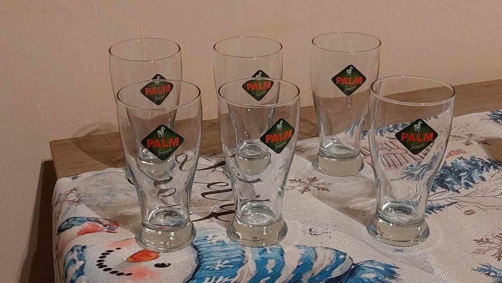 6 Bierglazen : Speciale Palm, Verzenden, Zo goed als nieuw, Bierglas