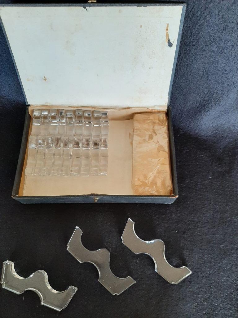 vintage glazen bestek messen onderlegger 12st, Antiek en Kunst, Ophalen of Verzenden