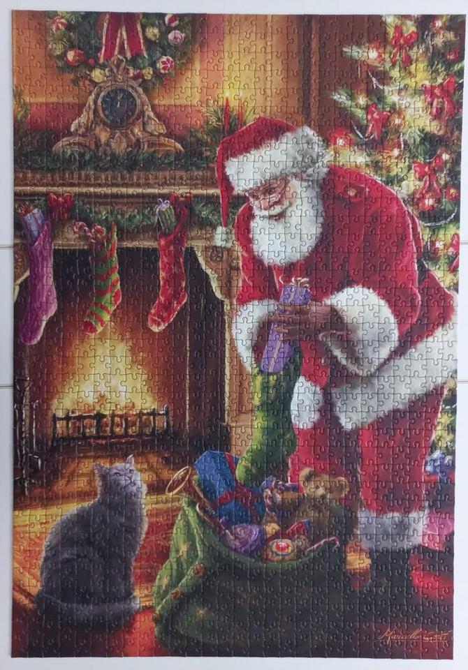Puzzle Bluebird - Le Père Noël est arrivé - 1000 pièces, Divers, Cartes de voeux, Comme neuf, Enlèvement ou Envoi