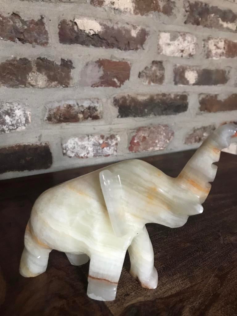 Prachtige olifant marmer 14x17cm., Antiek en Kunst, Ophalen of Verzenden