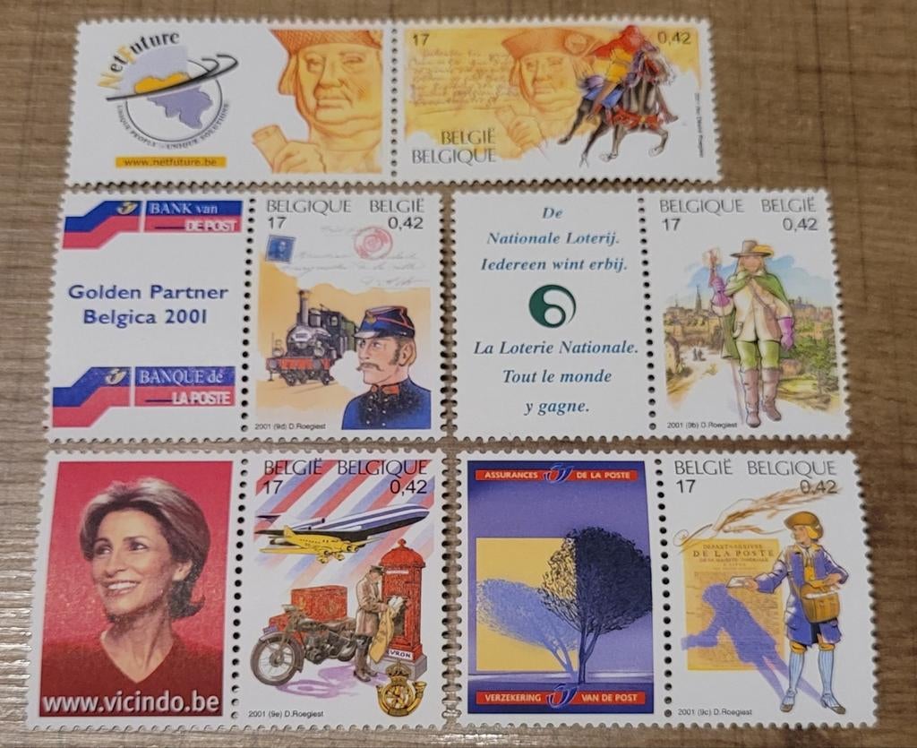 Oude postzegels: volledige reeks Belgica 2001 (postfris), Frankeerzegel, Ophalen of Verzenden, Zonder stempel, Postfris