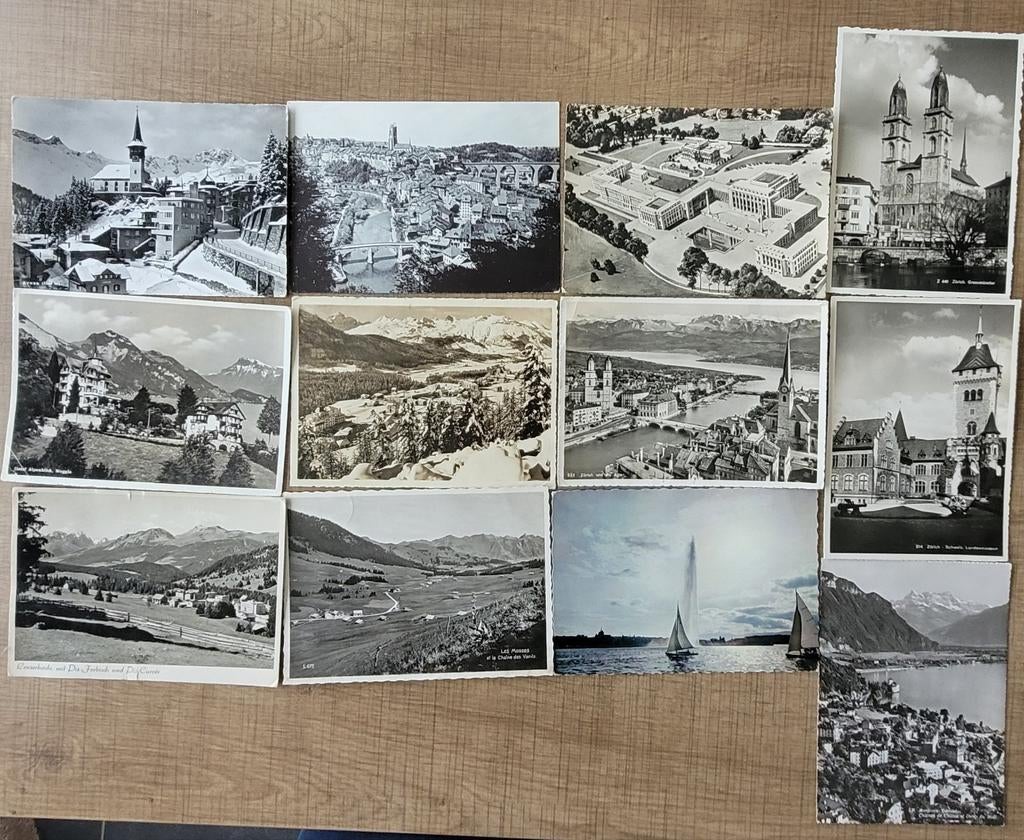 12 oude postkaarten: Zwitserland, Enlèvement ou Envoi, 1940 à 1960, Affranchie, Europe autre
