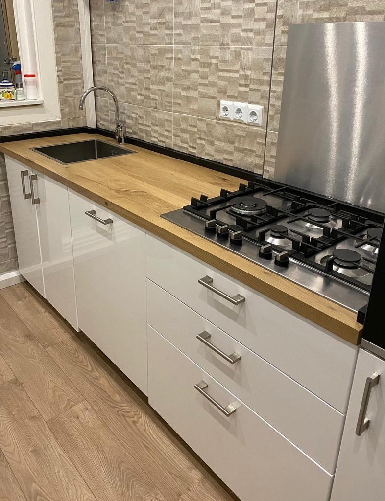 Eiken keukenbladen lengte van 100 tot 420cm, 64cm diep, 40mm, Ophalen of Verzenden, Nieuw, Hout