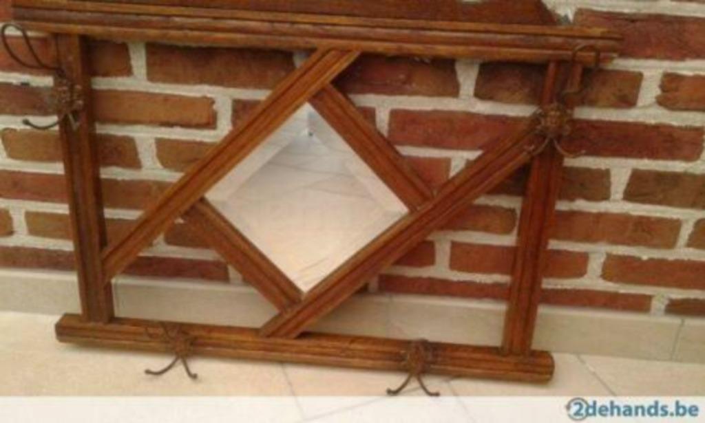 antieke kapstok met spiegel, Enlèvement, Utilisé, Bois